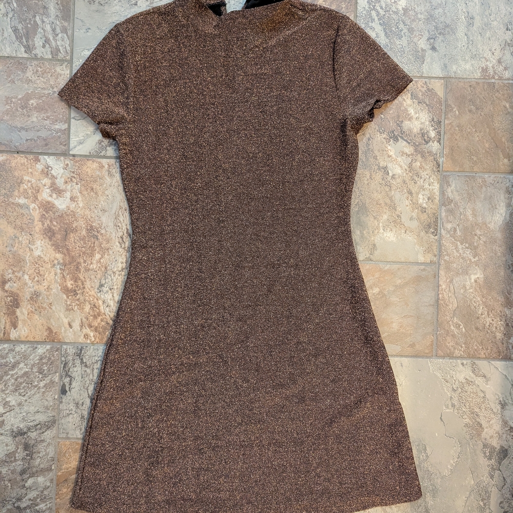 Elegant Brown Short Sleeve Dress